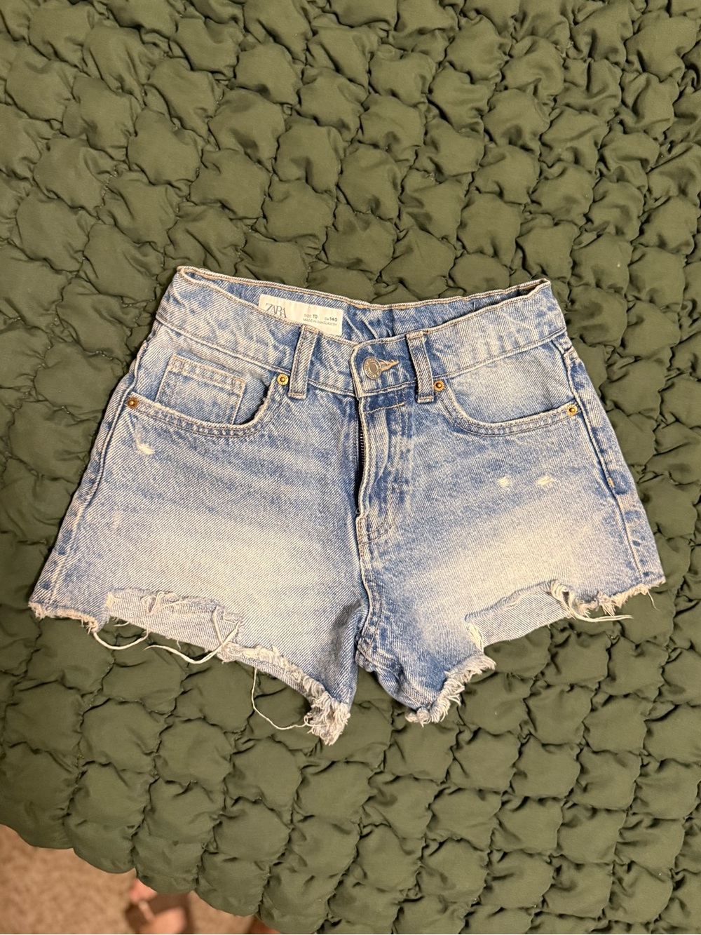 Zara Light Blue Distressed Denim Kids Shorts